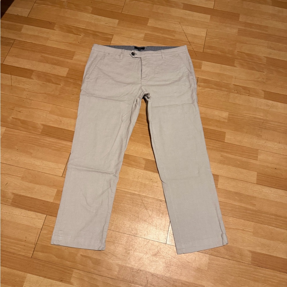 Ted Baker London Cotton Beige Chinos Straight casual dress pants slim work 36R